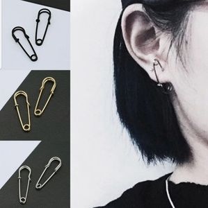 Safety Pin Earrings Black Silver or Gold Color